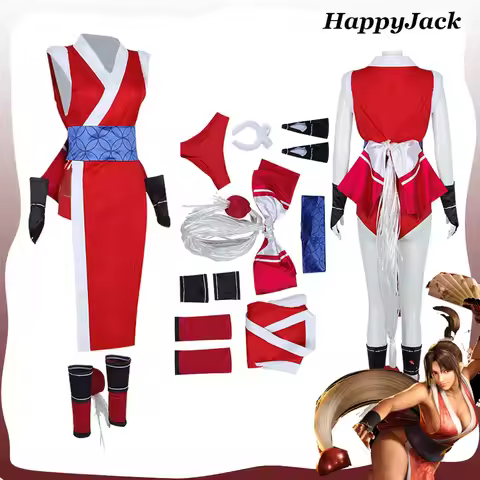 Mai Shiranui Cosplay Costume Fantasia SF Game Fighter 6 Roleplay Women Red Dress Shorts Headband Out