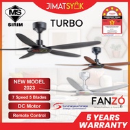 ​​​​​​​FANZÓ Fan FANZO TURBO 56Inch 5 Blades DC Motor 7 Speed With Remote Control Ceiling Fan Kipas Siling Kipas Syiling