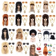 Nylon70S80S Rod Wig Men's Women's Long Curly Hair Halloween Christmas Party Wig Costume Anime
