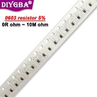 Ceramic Resistor 5% 0603 SMD 0R~10M Ohm 1K 2.2K 10K 100K 1M 0R 1R 10R 100R 150R 220R 330R 470R 13K-1