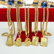 916 gold jewelry yellow 916 gold men's jewelry necklace with hollow Guanyin 916 gold dragon brand will not fad salehot
