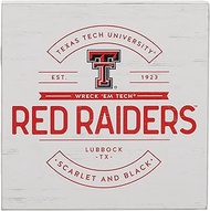 Open Road Brands Texas Tech University Red Raiders Wood Block Decoration - Vintage Texas Tech Raider