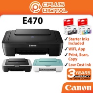 Canon PIXMA E470 Inkjet Printer All In One Wifi Copy Scanner Low Cost CompactE 470 Black Grey Green