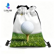 LAKAM Drawstring Golf Tee Bag, Waist Pouch PU Leather Golf Valuables Pouch, Professional with Hook P