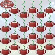 24 Sets Football Party Decorations, 8 Inch Large Footballs, Football Hanging Swirl, Football Bowl Pa