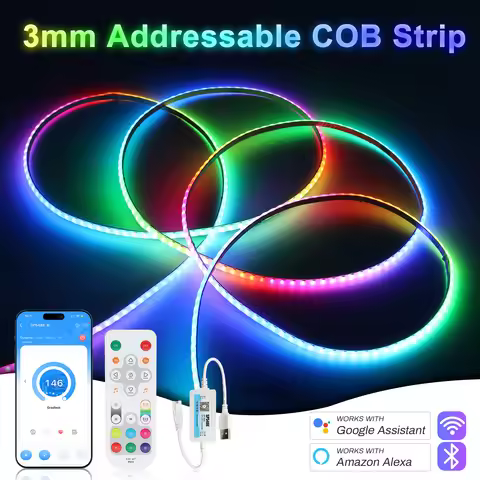 3mm 5V WS2812B Addressable COB LED Strip Individually IC RGB Flexible LED Strip High Density Dream C