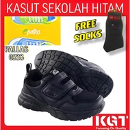 FREE SOCKS PALLAS JAZZ KASUT HITAM SEKOLAH 02.. PALLAS JAZZ BLACK SCHOOL SHOES KASUT LEKAT SEKOLAH V