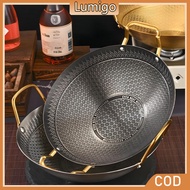 Stainless Steel Honeycomb Wok Pan Non Stick Stainless Steel with Gold Handle Kuali Kuali Sarang Leba