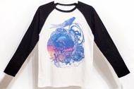 女裝純棉長袖棒球裝上衣 撞色印花T-shirt 女裝Tee-海洋的旅程
