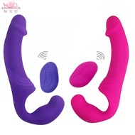 Strapless Strap-on Dildo Vibrator for Couples Lesbian Wireless Remote Control Double Ended Vibrating Adult Sex Toys