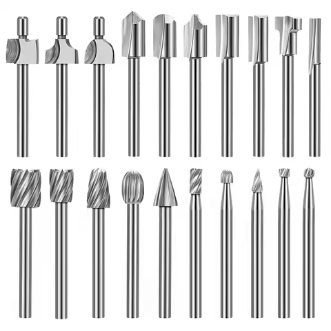 20Pc HSS Router Carbide Engraving Bits For Dremel Router Bit Set 1/8 Inch(3Mm) Shank For Dremel Prox
