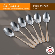 La Piana Stainless Steel Gold Line Cutlery 6pcs Sudu Makan/Sudu Teh