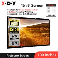 【Ready】 Projector Screen Portable Simple Folding Metal Anti-light Curtain 16:9 HD projector screen w