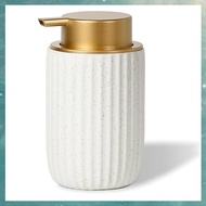 (OAKF) Speckled Matte White Ceramic Foam Soap Dispenser Refillable Pump with Golden Top Elegant Foam