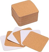 QUARKZMAN Pack of 50 Self-Adhesive Cork Coasters, 80 x 80 x 1 mm, Cork Mats, Cork Tiles, Cork Underl