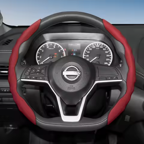 Suitable for Nissan Steering Wheel Cover with Wavy Sports Design, Breathable Leather, Segmented Anti