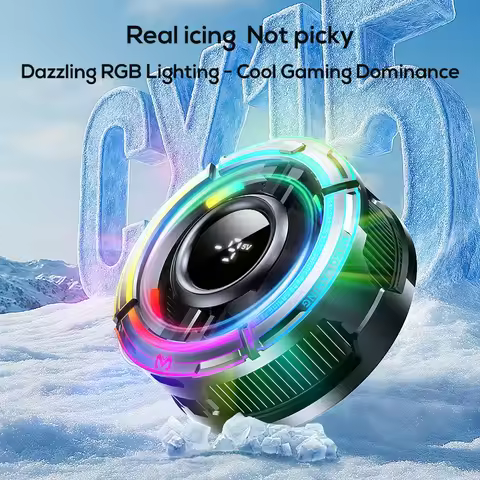 MEMO CX15 Semiconductor Phone Cooler Magnetic/Back-clip 2 IN 1 Phone Cooling Fan With RGB Lights Fre