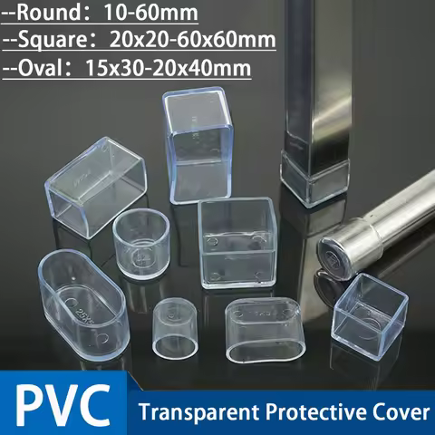 1-100Pcs Transparent PVC Chair Leg Cover Square/Round Non-slip Furniture Feet Caps Furniture Levelin