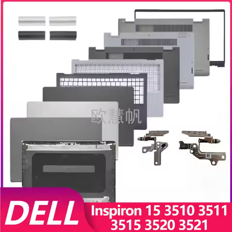 T New Laptop Case for Dell Inspiron 15 3510 3511 3515 3520 3521 LCD Back Cover Front Bezel Hinges Bl