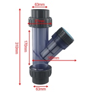 I.D 20~63mm Transparent PVC Y-Type Filter Aquarium Fish Tank Irrigation Filters Garden Water Pipe Fi