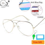 OGO Women Men Anti Blue Light Glasses For Computer Big Metal Spectacle Frame Clear Lens UV400 Fashio