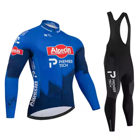 Alpecin New Team Breathable Long Sleeve Men Cycling Jersey Set MTB Bike Clothing Autumn Bicycle Clot