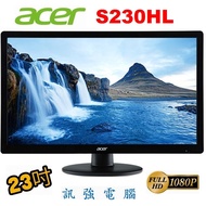 Acer 宏碁 S230HL 23吋 LED液晶螢幕1080P Full HD、DVI / VGA 雙輸入介面、附變壓器與線組