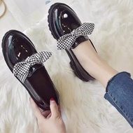DM-SHOPP Docmart Low Boots/Women's Slip-ON Loafers Glossy Material Cute Fabric Ribbon Variation PK 1