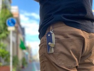 SLIDE 經典休閒海軍藍 x 芥末色滑蓋槍鑰匙包男士 Like SGK-NOO-N