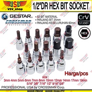 GESTAR Hex Bit Socket Wrench 1/2"DR 3 4 5 6 7 8 10 12 14 17 19 5/16" 3/8" 7/16" 1/2" 9/16" 5/8" L So