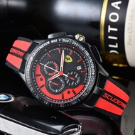 Pilota EVO Ferrari Car Steering Wheel Design Stainless Steel Case Rubber Strap Men's Watch Rui Watch