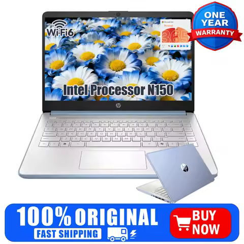 HP 14" HD Ultra Light Laptop, Intel Processor N150,16GB RAM, 384GB (128UFS+256 SD Card) ,1-Year Micr