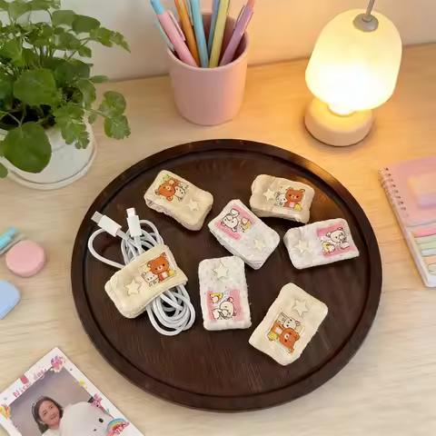 NEW Portable Cable Organizer Tool Cute Rilakkuma/Mashumaro Design to Fix & Store Charging Cables, Fr