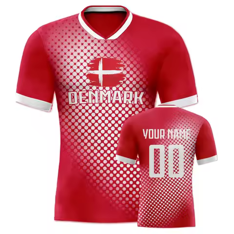 Personalized Denmark Soccer Jersey Custom Football Training Shirt with Name Number Men Women Youth T