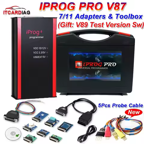 Iprog Pro V87 Gift V89 Test with 7/11 Adapters for Eeprom IMMO/KM/Radio/Airbag Reset Dashboard IPROG