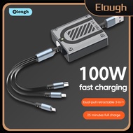 Elough 3in1 Retractable USB C Cable For iPhone Xiaomi Huawei Samsung 100W Fast Charging Micro Cable USB Type C For ipad Lightning