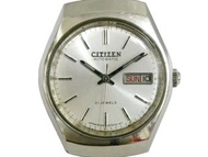 [專業] 機械錶 [CITIZEN 90110599] 星辰 圓形自動錶[21石][銀白色面+星+日期]中性/軍錶