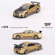 พร้อมส่ง MiniGT no. 676 Nissan Skyline GT-R (R34) Top Secret Gold
