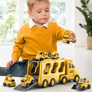 TEMI Diecast Carrier Truck Toys Cars Engineering Vehicles Excavator Bulldozer Truck Model Sets Kids 