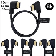 HDMI 2.1 Cable with Left/Right Dual 90-Degree Angle Plug, 0.15m / 0.5m / 1.0m, Male to Male, 8K@60Hz