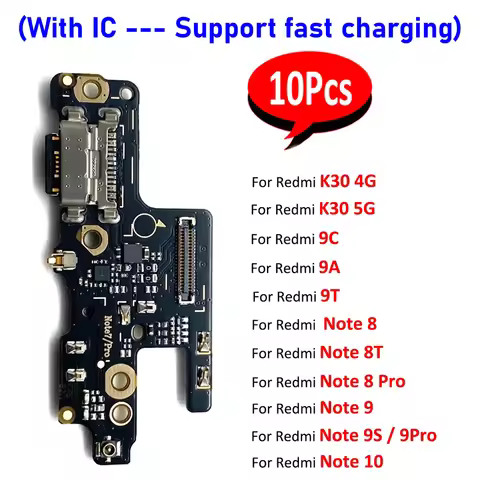 10Pcs，USB Micro Charger Charging Port Dock Connector Board Flex Cable For Xiaomi Redmi A1 K30 4G 5G 