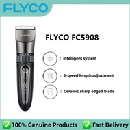 Flyco FC5908 Men's Hair Clipper — Ceramic Titanium Blade, 5-Length Adjustment, IPX7 Waterproof, 180-