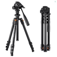 K&amp;F CONCEPT Portable Camera Tripod Stand Aluminum Alloy 162cm/63.8in Max. Height 3kg/6.6lbs Load Capacity Photography Travel Tripod with Phone Holder Carrying Bag for DSLR Ca