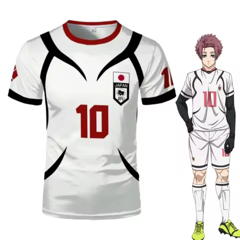 Anime Sae Shirt Cosplay Costumes Japan U20 Team Football Jersey #10 Itoshi Sae T-Shirt Soccer Unifor