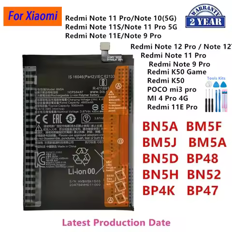 Orginal BM5A BM5F BM5J BN5A BN5D BN5E BN5H BN52 BP4K BP47 BP48 For Xiaomi Redmi Note 11 Pro 5G/ 11E 