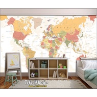 Custom 3D WORLD MAP Wallpaper for Study Room / Children's Library custom map Wallpaper