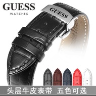 Guils GUESS สายนาฬิกาข้อมือ สายหนังวัวแท้ หัวเข็มขัดผีเสื้อ สําหรับผู้ชาย และผู้หญิง W65006L