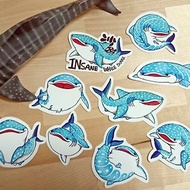 豆腐鯊(鯨鯊)點點 spot whale shark 貼紙組 9入(貼紙/鯨鯊/鯊魚)