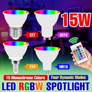 15W RGB LED Bulb with Remote GU10 Changing SpotLight E27 Dimming AC85-265V Recessed Ceiling E14 Back