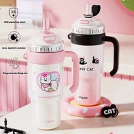 【LUCKY】FQUAN Large-Capacity Thermos Cup Girls 316 Stainless Steel Thermal Tumbler Straw Water Cup Po